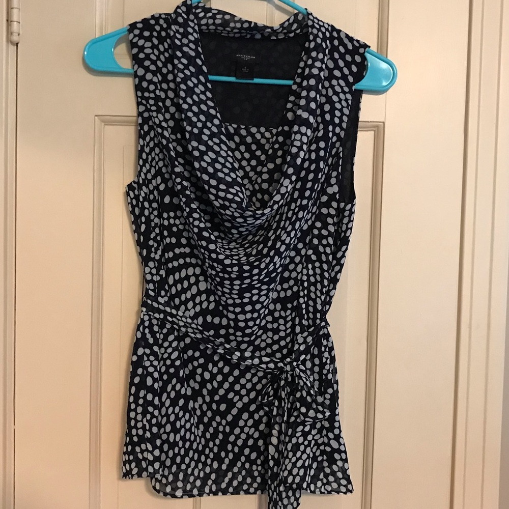 Ann Taylor B&W Spotted Sleeveless Blouse - Picture 2 of 4